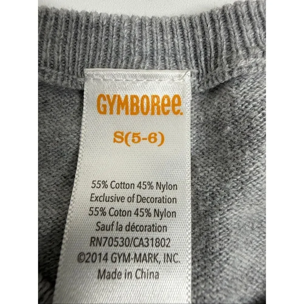 Gymboree Girls Ruffle Cardigan Sweater Size S 5-6 Gray Gold Trim Cotton Blend